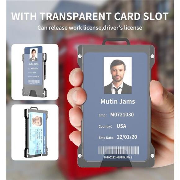 Slim Card Holder Wallet for Men, Money Clip, RFID Blocking Credit Card Holder - Picture 2 of 7